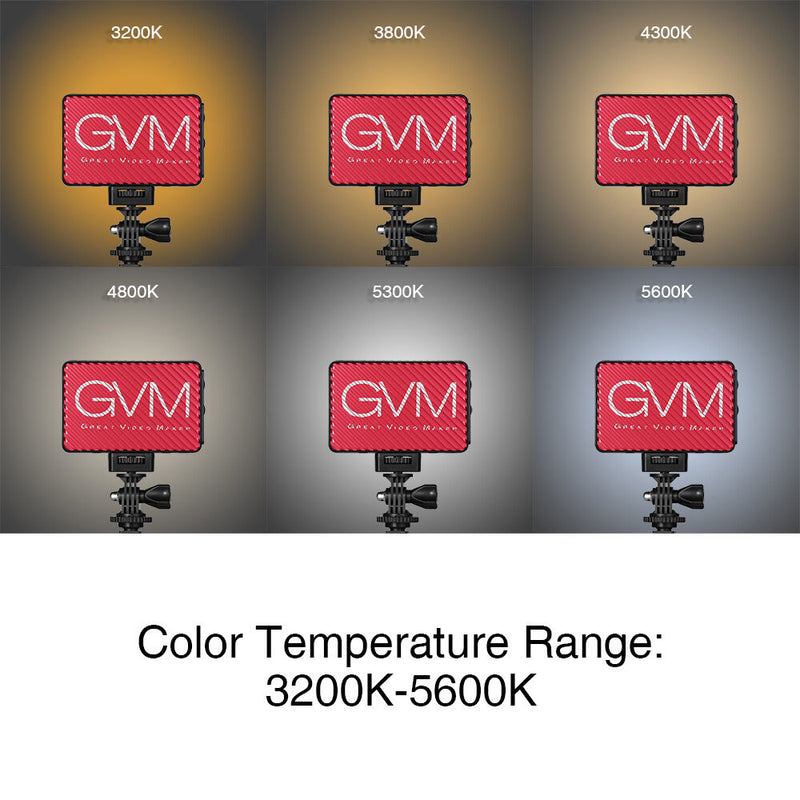 GVM Variable-Color On-Camera LED Light Kit with Mini Tripod & Suction Mount