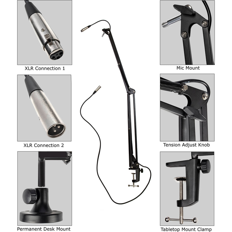 Auray BA-XE4 Broadcast Arm with Integrated XLR Cable