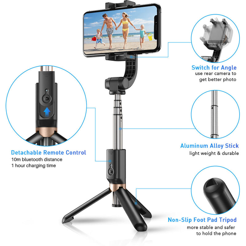 Apexel 4-Section Selfie Stick with Gimbal Stabilizer & Tripod for Smartphones