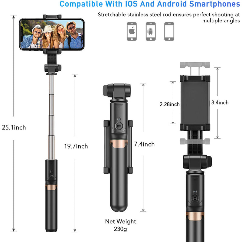 Apexel 4-Section Selfie Stick with Gimbal Stabilizer & Tripod for Smartphones