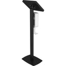 CTA Digital Thin Profile Tablet Floor Stand with Automatic Soap/Sanitizer Dispenser (Black)