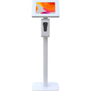 CTA Digital Thin Profile Tablet Floor Stand with Automatic Soap/Sanitizer Dispenser (White)