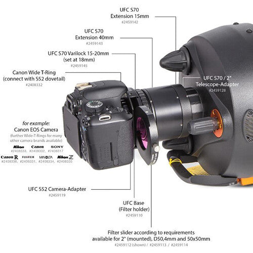 Alpine Astronomical Baader Wide D52i to T-2 T-Ring Set for FUJIFILM X