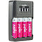 Jupio 4-Slot USB Ultra-Fast Charger with LCD for Rechargeable AA and AAA Batteries