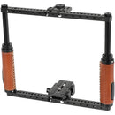 CAMVATE Adjustable Camera Cage with Manfrotto-Type Quick Release (Leather Grips)