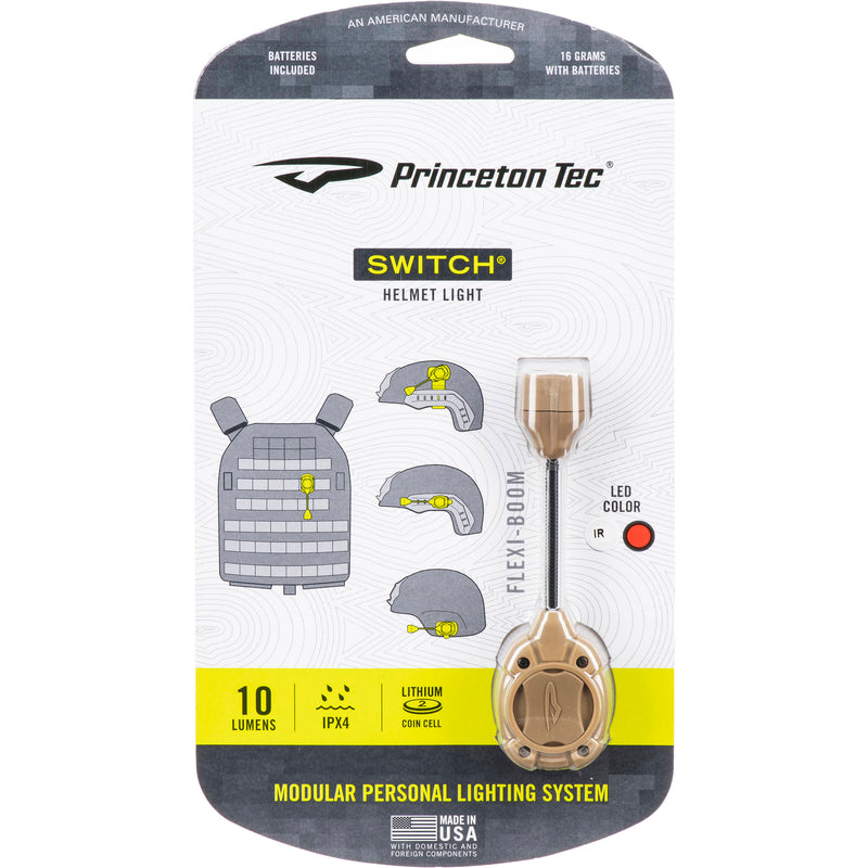 Princeton Tec Switch MPLS Helmet Light (Red and IR Beams, Tan)