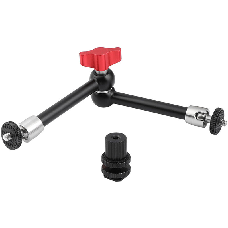 CAMVATE 11" Magic Arm with Stainless Steel Joints, Red Lock & Shoe Mount Adapter