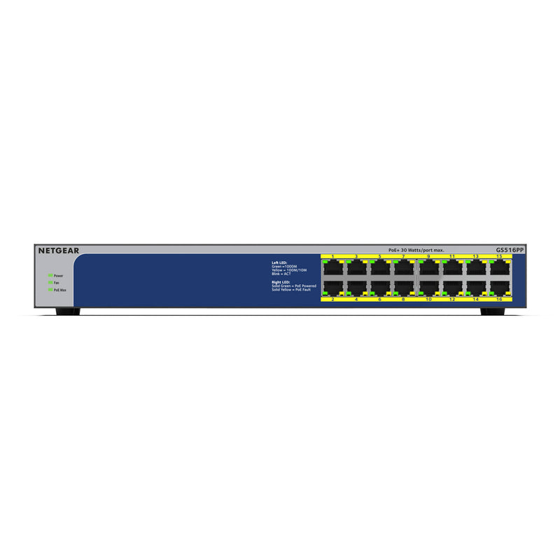 Netgear GS516PP 16-Port Gigabit PoE+ Compliant Unmanaged Switch