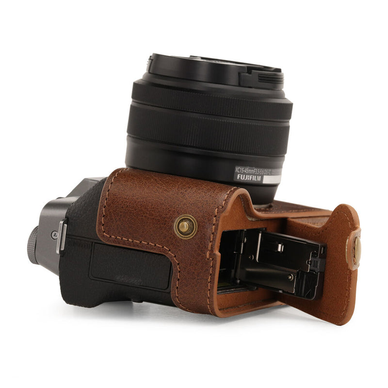 MegaGear Ever Ready Top Grain Leather Half Case for FUJIFILM X-T200 (Brown)