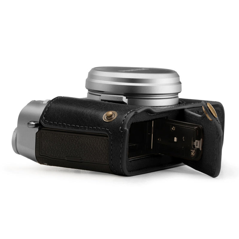 MegaGear Ever Ready Top Grain Leather Half Camera Case for FUJIFILM X100V (Black)