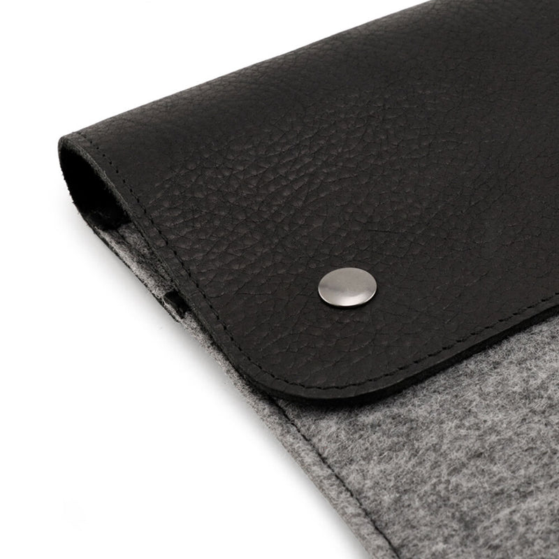 MegaGear Genuine Leather and Fleece 16" MacBook Sleeve Bag (Black & Gray)