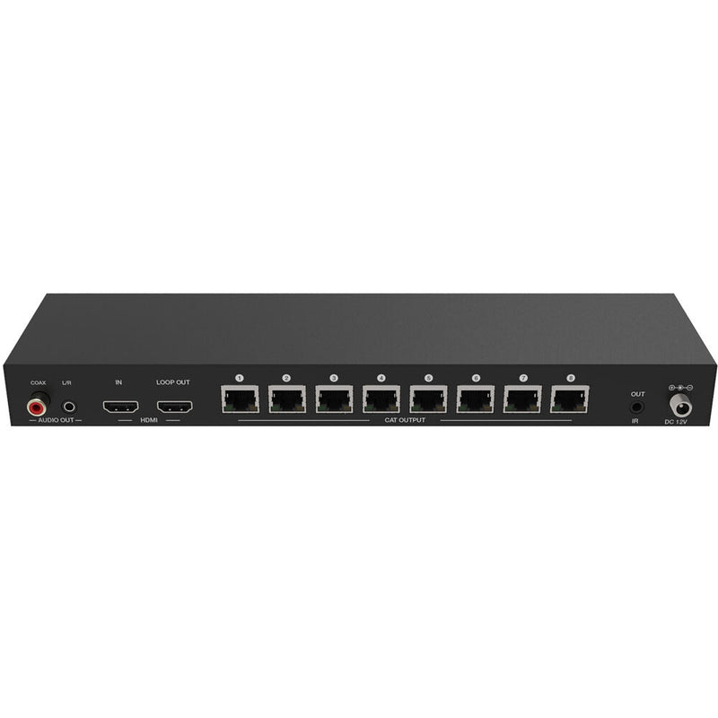 A-Neuvideo 1x8 4K60 HDMI over Cat 6 Extender Splitter with PoE, Auto Setup & 8 x Receivers (196')