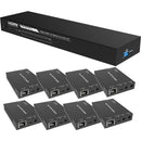 A-Neuvideo 1x8 4K60 HDMI over Cat 6 Extender Splitter with PoE, Auto Setup & 8 x Receivers (196')