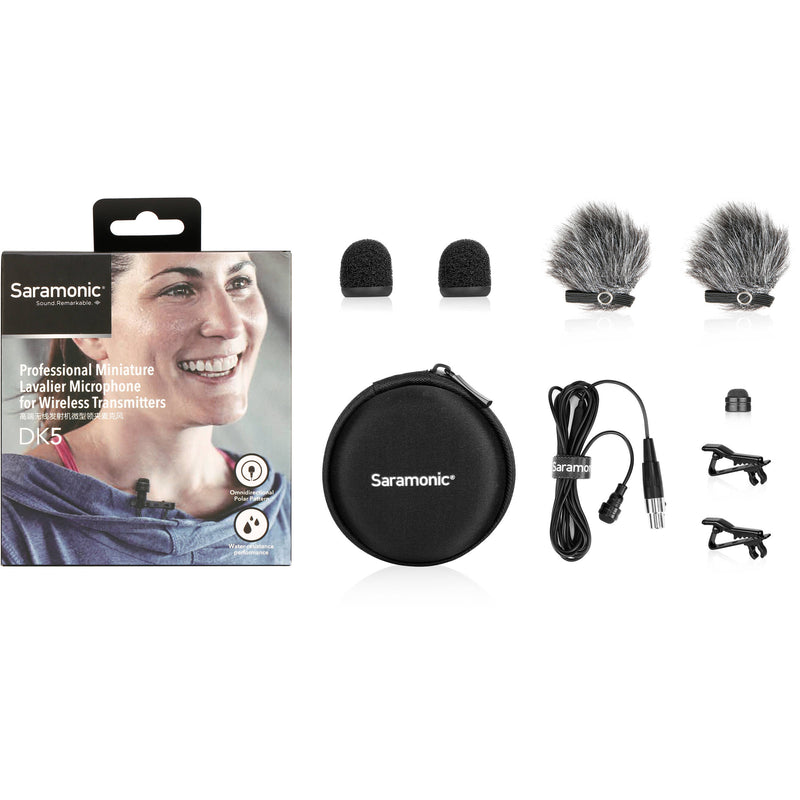 Saramonic DK5F Professional Water-Resistant Omnidirectional Lavalier Microphone for AKG, Samson, and Saramonic Transmitters (Locking TA3F Connector)