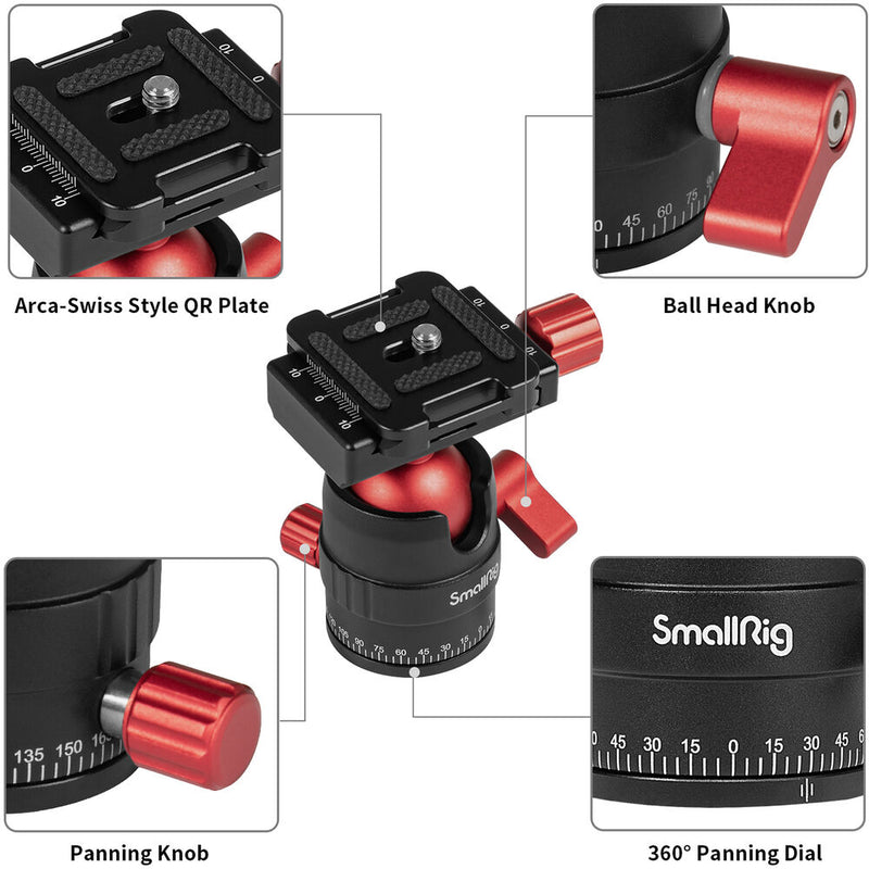 SmallRig 3034 Aluminum Panoramic Ball Head with Quick Release Plate