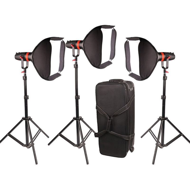 CAME-TV Q-55W Boltzen 55W Daylight Mark II Fresnel 3-Light Softbox Kit