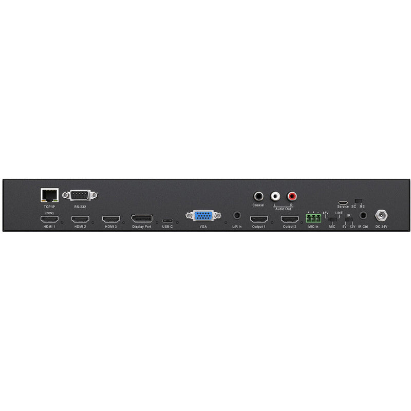 BZBGear 6x2 4K Conference Room Presentation Switcher Scaler with HDMI/VGA/USB-C/DP & Audio