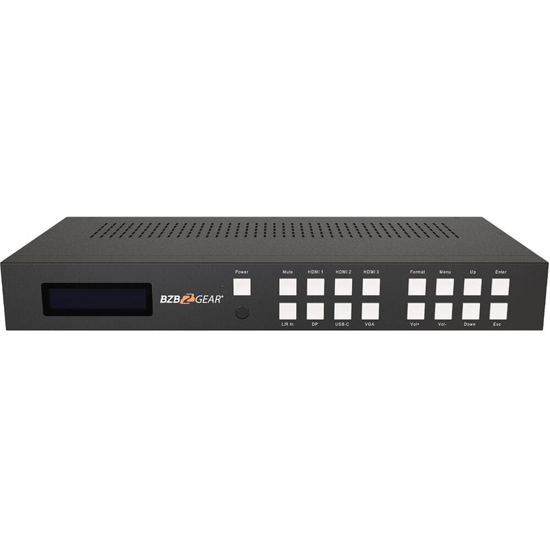 BZBGear 6x2 4K Conference Room Presentation Switcher Scaler with HDMI/VGA/USB-C/DP & Audio