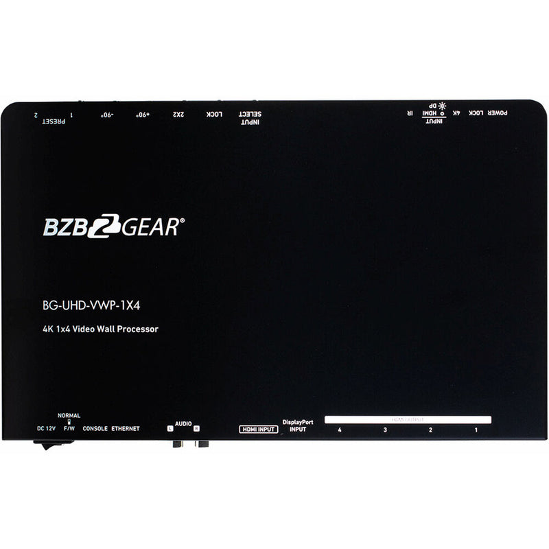 BZBGear 4-Port 4K 60Hz Videowall Processor with Scaler, Audio and 1x3/1x4/2x2/4x1 Layout