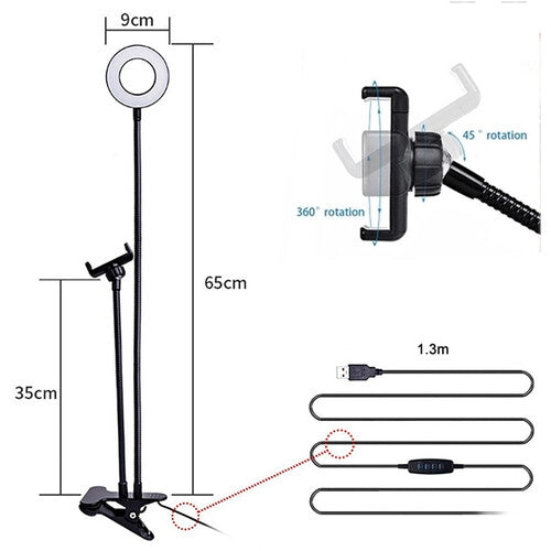 Apexel Selfie Ring Light with 24" Gooseneck Stand Cell Phone Holder
