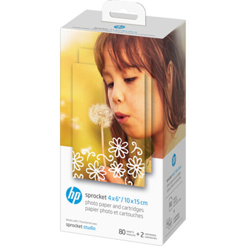 HP Sprocket Studio 4 x 6" Photo Paper & Cartridges (80 Total Sheets, 2 Cartridges)