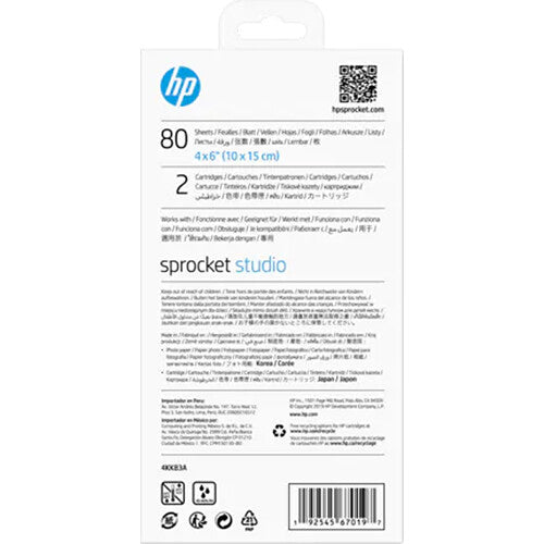 HP Sprocket Studio 4 x 6" Photo Paper & Cartridges (80 Total Sheets, 2 Cartridges)