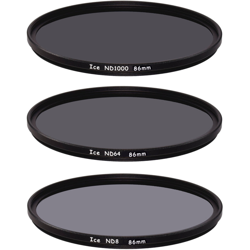 Ice 86mm ND8, ND64, and ND1000 Slim Neutral Density Filter Kit (3, 6, and 10 Stops)