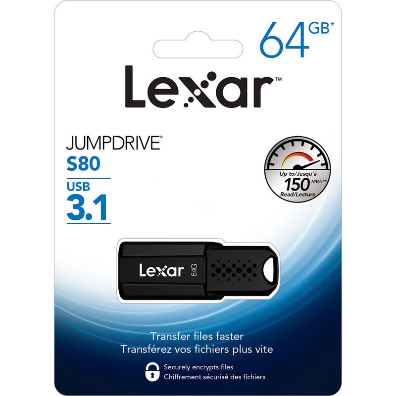 Lexar 64GB JumpDrive S80 USB 3.1 Gen 1 Type-A Flash Drive