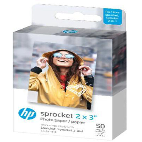 HP Sprocket 2 x 3" Premium Zink Sticky Back Photo Paper (50 Sheets)