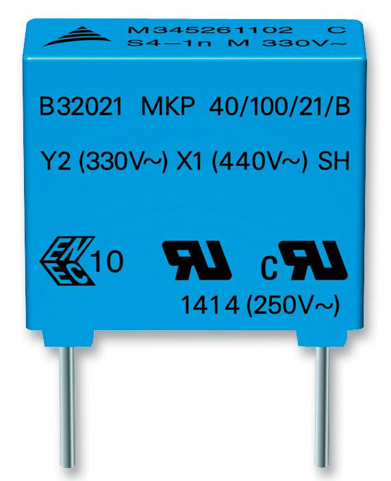 EPCOS B32022A3153M000 Film Suppression Capacitor, 0.015 &micro;F, 300 VAC, B32022 Series, &plusmn; 20%, Radial Leaded, Y2