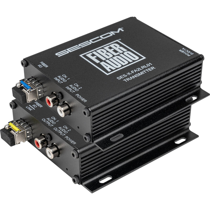 Sescom 2-Channel Unbalanced RCA Line Level Audio over Simplex LC Fiber Transmitter & Receiver Set