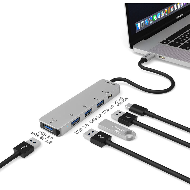 EZQuest 4-Port USB 3.0 Hub Adapter with USB Type-C PD 3.0