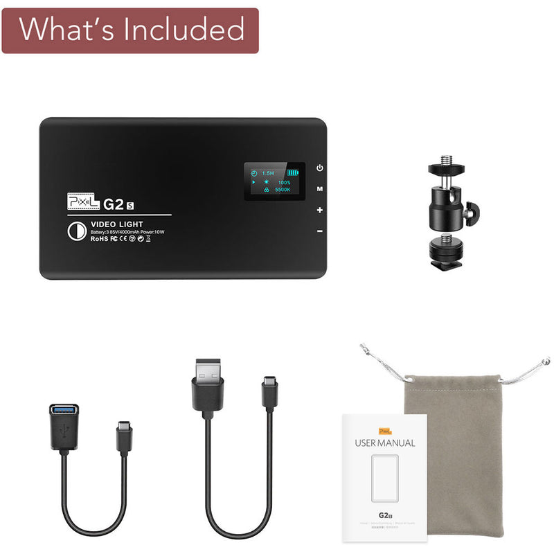 Pixel G2s Ultra-Slim Bi-Color RGB Video Light with Built-In Effects