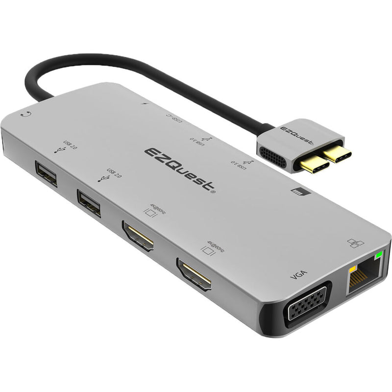 EZQuest 13-Port Ultimate USB Type-C Multimedia Hub Adapter with Power Delivery 3.0