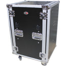 ProX 14U Vertical Shockproof Amp/Rack Case with Dual Side Tables and 4 Casters (24" Rail to Rail)