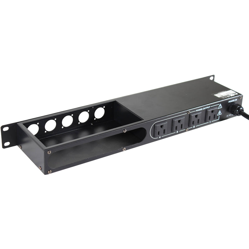 ProX 4-Channel Switch Panel with 2 USB Charging Ports and 5 XLR/SpeakON Holes (1 RU)