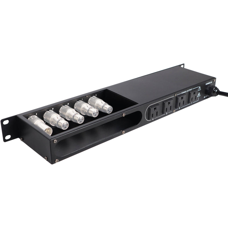 ProX 4-Channel Switch Panel with 2 USB Charging Ports and 5 XLR/SpeakON Holes (1 RU)