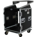ProX 12U Vertical Rack Front load with 10U Top Mixer DJ Combo Flight Case with Laptop Shelf and Casters