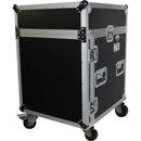 ProX 12U Vertical Rack Front load with 10U Top Mixer DJ Combo Flight Case with Laptop Shelf and Casters