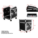 ProX 12U Vertical Rack Front load with 10U Top Mixer DJ Combo Flight Case with Laptop Shelf and Casters