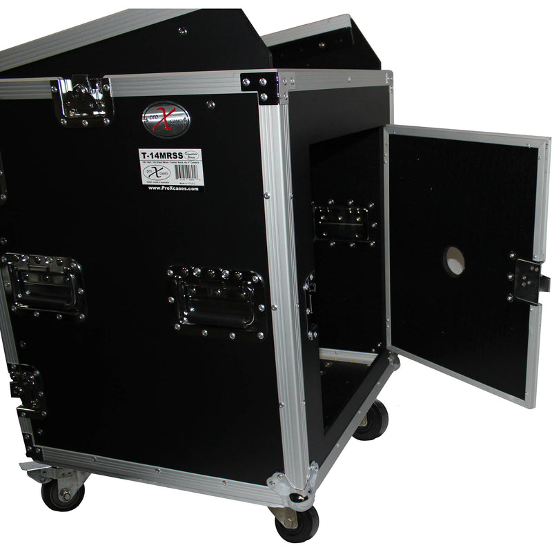ProX 14U Vertical Amp Rack with 10U Top Mixer DJ Combo Flight Case