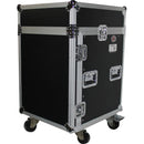 ProX 14U Vertical Amp Rack with 10U Top Mixer DJ Combo Flight Case