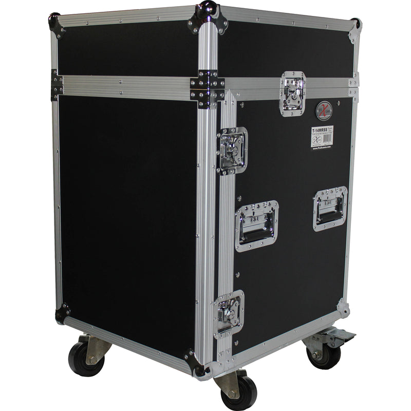 ProX 14U Vertical Amp Rack with 10U Top Mixer DJ Combo Flight Case
