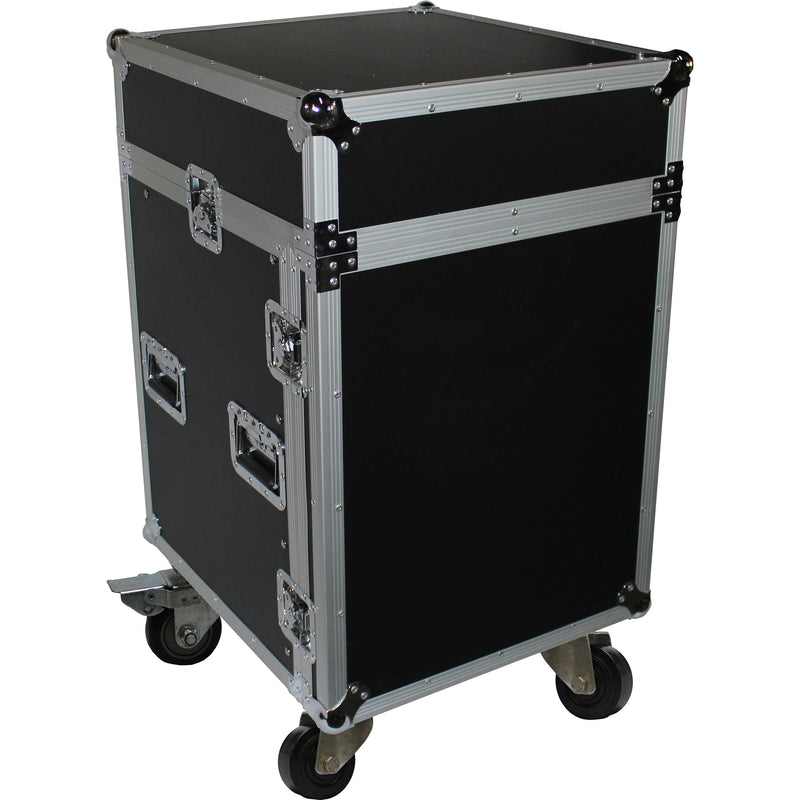 ProX 14U Vertical Amp Rack with 10U Top Mixer DJ Combo Flight Case