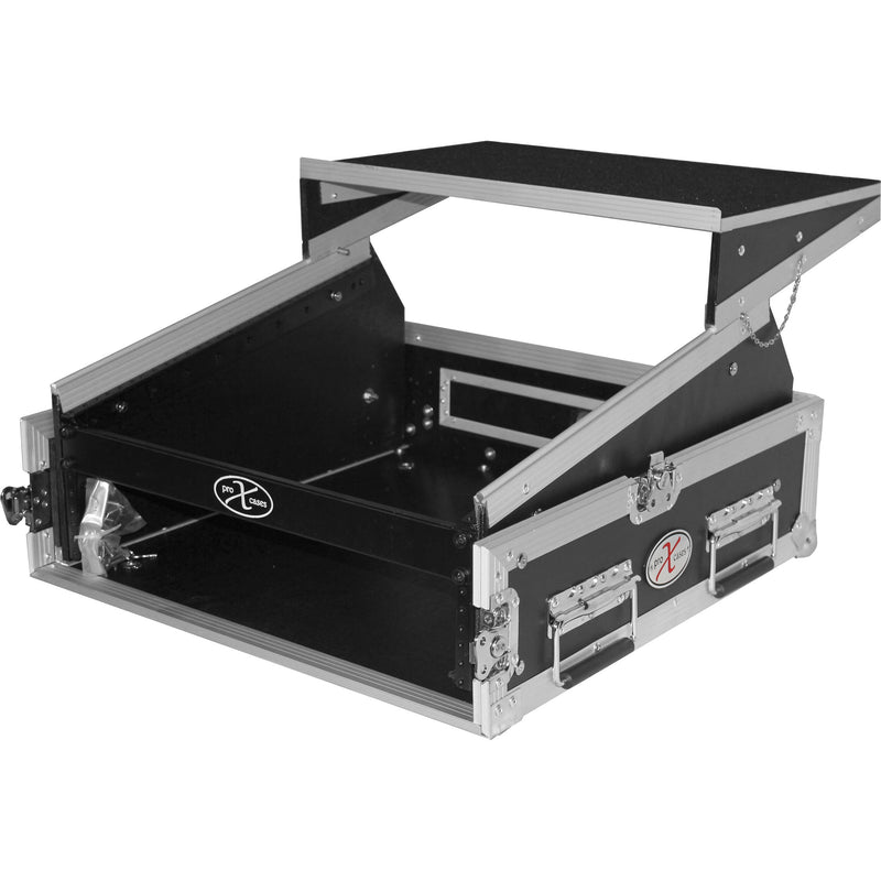 ProX 2U Vertical Rack x 10U Top Mixer DJ Combo Flight Case with Laptop Shelf