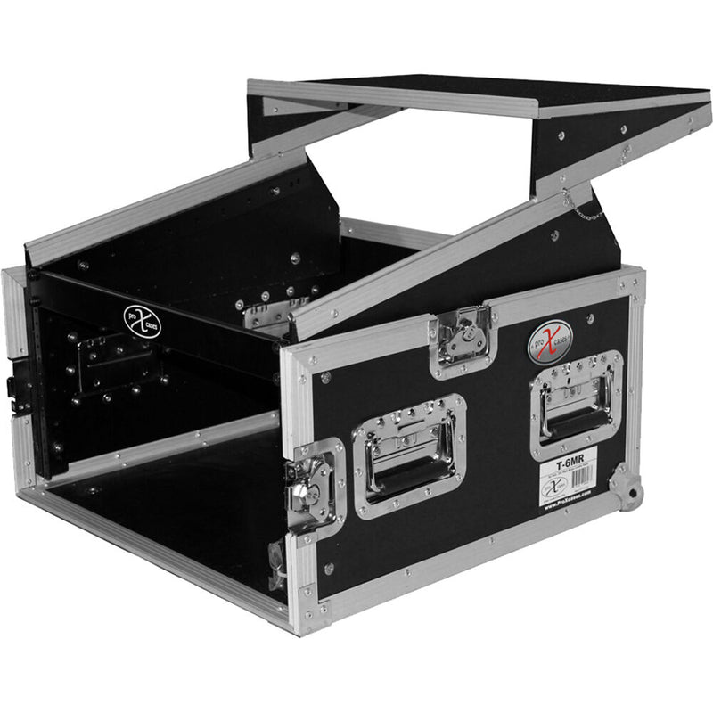 ProX 6U Vertcal Rack x 10U Top Mixer DJ Combo Flight Case with Laptop Shelf