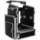 ProX 12U Vertical Rack Front load with 10U Top Mixer DJ Combo Flight Case with Laptop Shelf and Casters