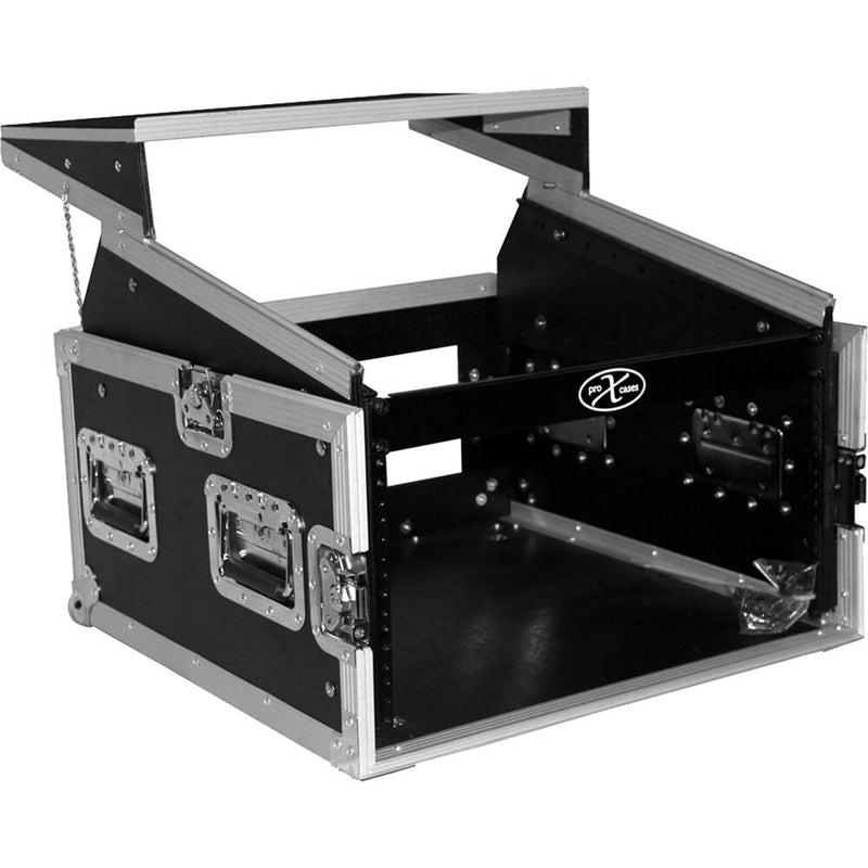 ProX 6U Vertcal Rack x 10U Top Mixer DJ Combo Flight Case with Laptop Shelf