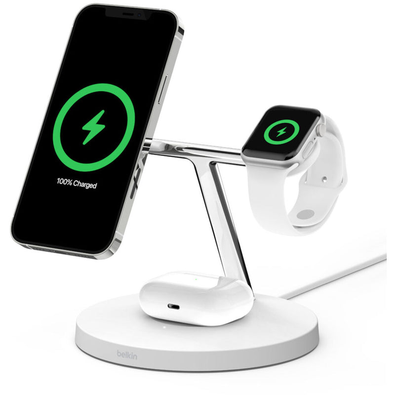 Belkin BoostCharge Pro 3-in-1 15W MagSafe Charging Stand (White)