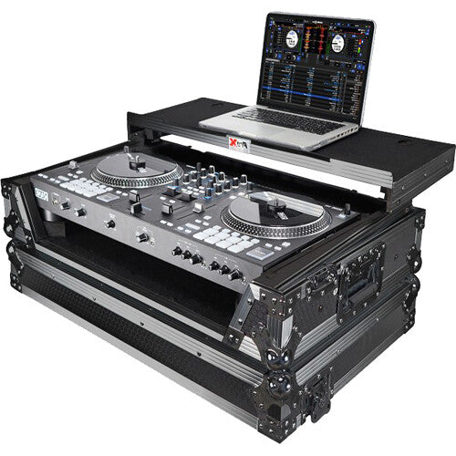 ProX Flight Case with Laptop Shelf, 1 RU Rackspace & Wheels for RANE ONE (Black on Black)